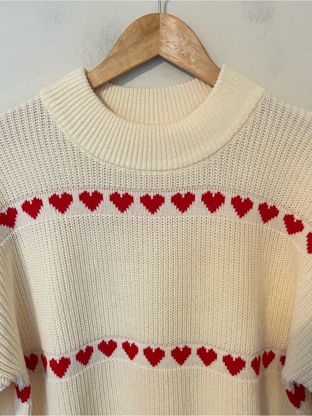 Smash + Tess Heart Print Cream Knit Sweater M/L Coquette - Picture 3 of 11